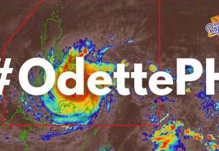 Satellite image of Super Typhoon Odette above Philippine landmass